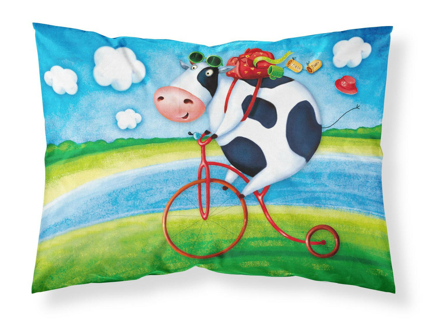 Cow riding Bicycle Standard Pillowcase Lightweight Super Soft Easy Care Decorative Artwork Pillowcase, Standard