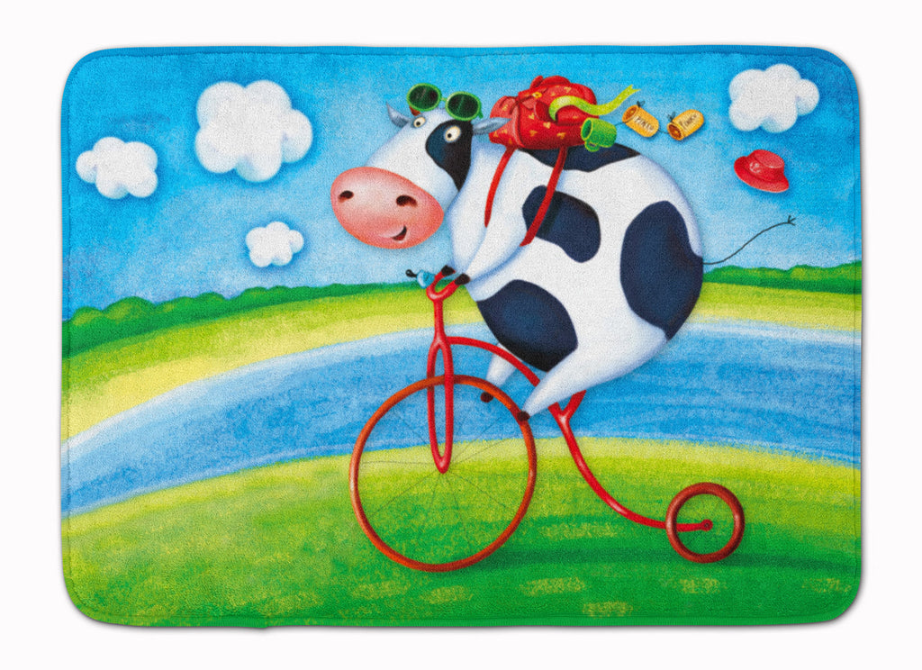Cow riding Bicycle Memory Foam Kitchen Mat Machine Washable Anti-Fatigue Cushion Comfort Bath or Kitchen Rug