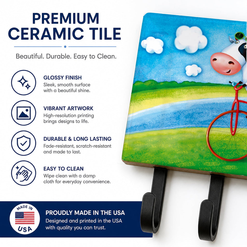 Cow riding Bicycle Leash or Key Holder Wall Hooks, Coat Rack Wall Mount, for Hanging Keys, Towels, Aprons, Leashes