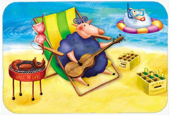 Pig Sunbathing on the Beach Cutting Board Tempered Glass Kitchen Cutting Surface, Heat Resistant Chopping, Non-Slip Feet, Food Prep & Serving