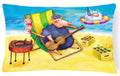 Pig Sunbathing on the Beach Decorative Throw Pillow 12x16 Indoor Outdoor Accent Cushion, Fabric Cover with Insert for Sofa, Bed, Porch & Living Room