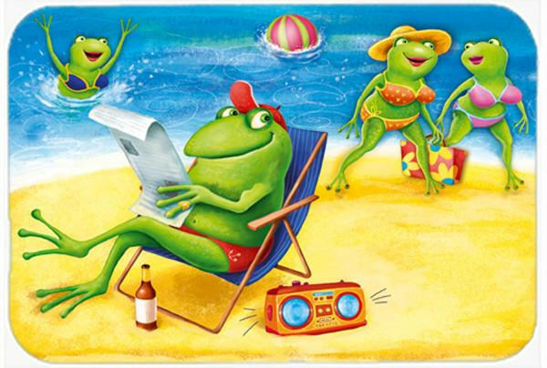 Frogs on the Beach Cutting Board Tempered Glass Kitchen Cutting Surface, Heat Resistant Chopping, Non-Slip Feet, Food Prep & Serving