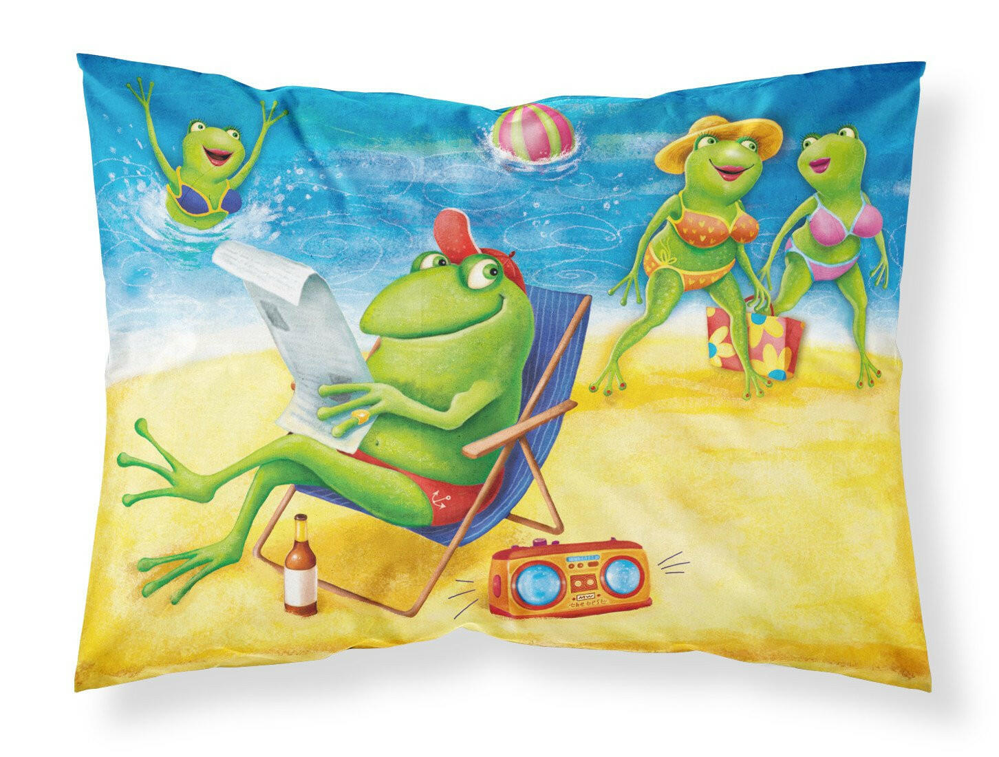 Frogs on the Beach Standard Pillowcase Lightweight Super Soft Easy Care Decorative Artwork Pillowcase, Standard