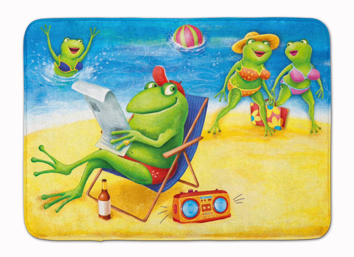Frogs on the Beach Memory Foam Kitchen Mat Machine Washable Anti-Fatigue Cushion Comfort Bath or Kitchen Rug