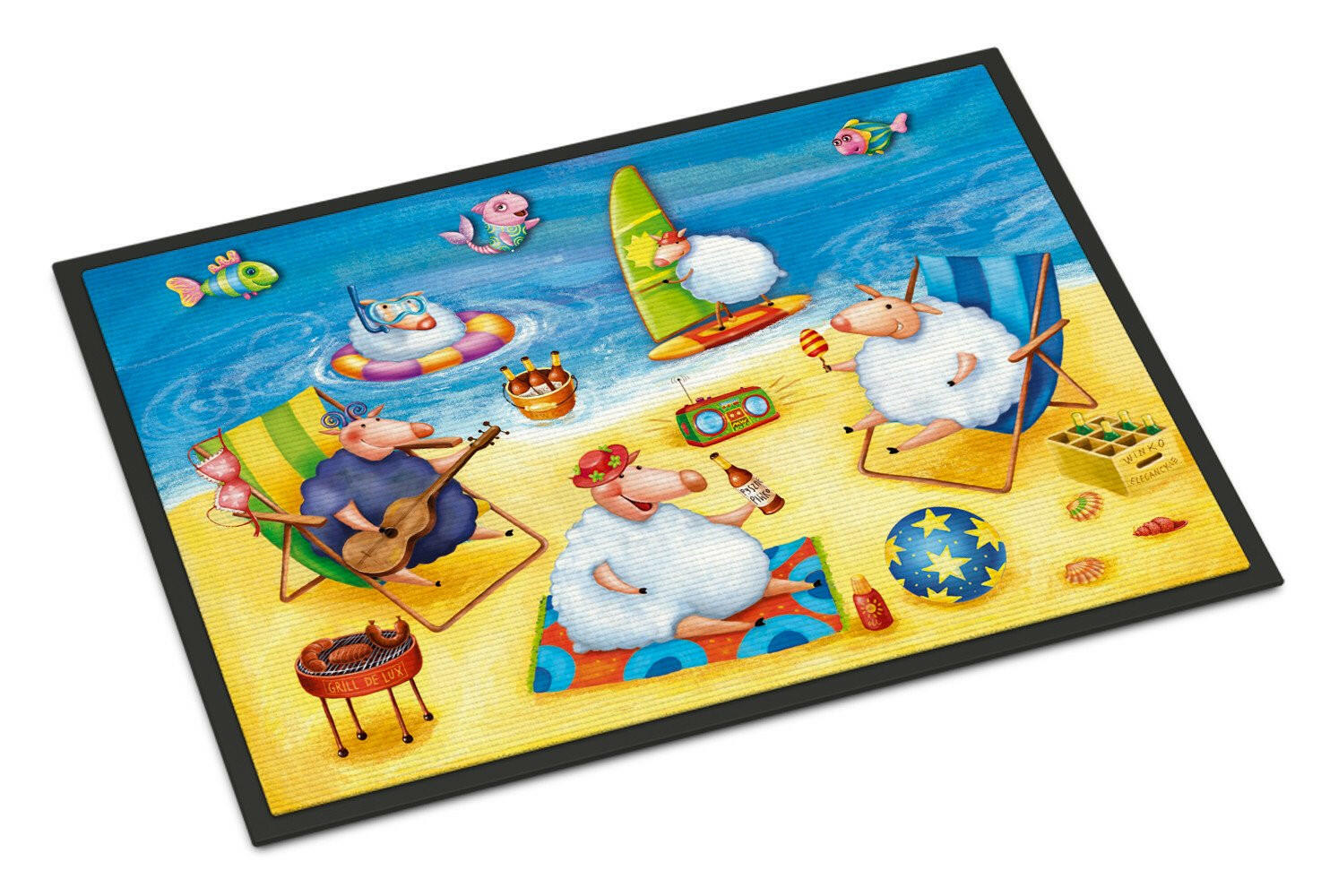 Party Pigs on the Beach Doormat Indoor Outdoor 24H X 36W Front Door Mat Rugs for Entryway, Non Slip Washable Low Pile,