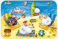 Party Pigs on the Beach Cutting Board Tempered Glass Kitchen Cutting Surface, Heat Resistant Chopping, Non-Slip Feet, Food Prep & Serving