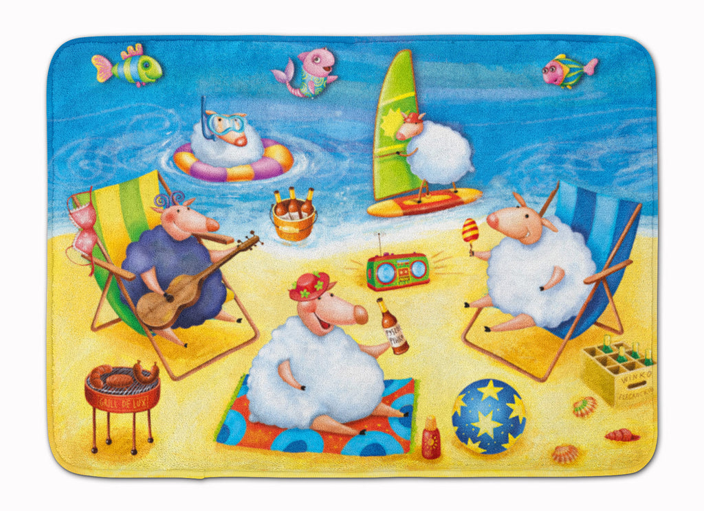 Party Pigs on the Beach Memory Foam Kitchen Mat Machine Washable Anti-Fatigue Cushion Comfort Bath or Kitchen Rug