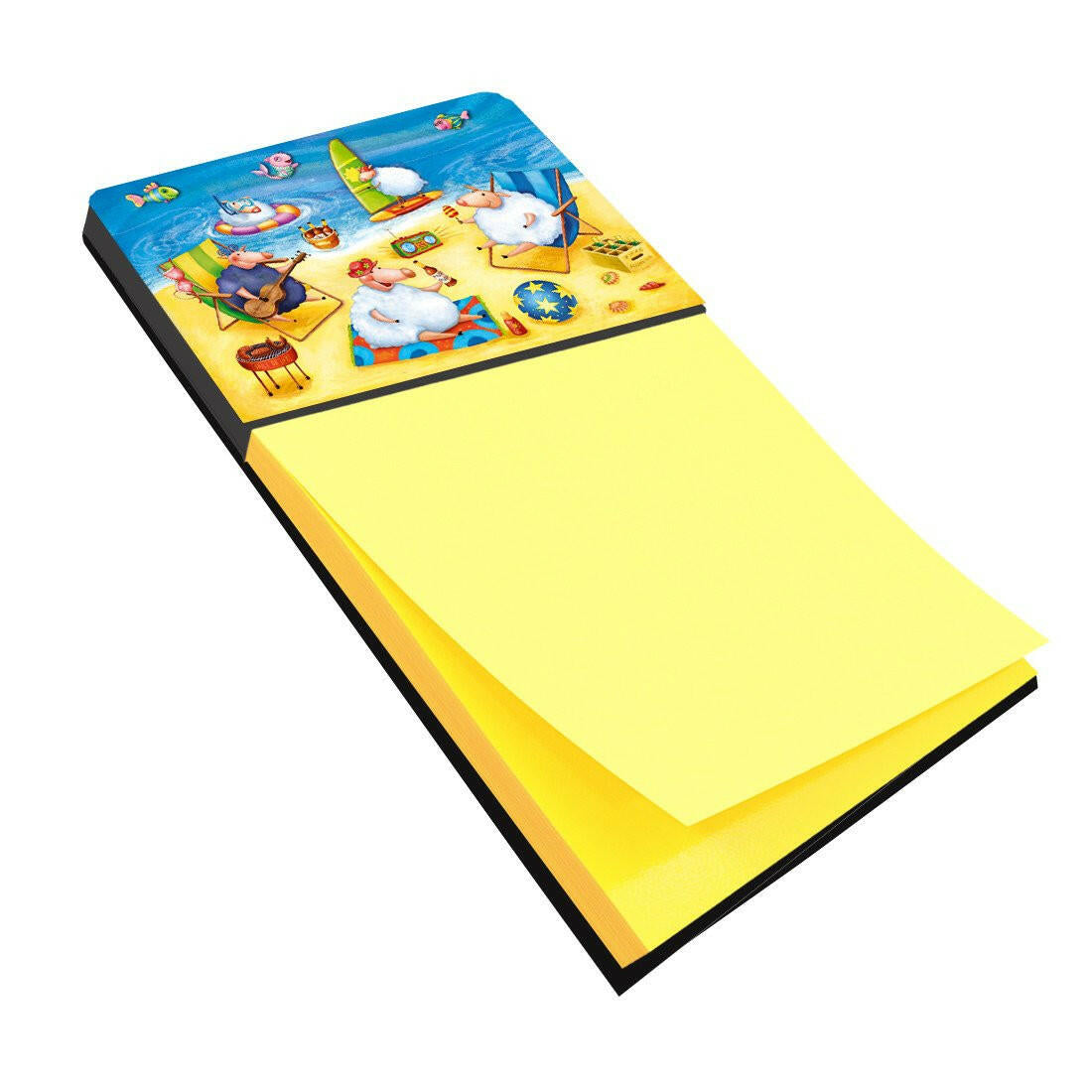 Party Pigs on the Beach Watercolor Sticky Note Holder Refillable Dispenser Desk Accessory 3x3 Pad Gift