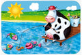Cow Fishing off of a Pier Cutting Board Tempered Glass Kitchen Cutting Surface, Heat Resistant Chopping, Non-Slip Feet, Food Prep & Serving