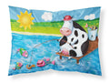 Cow Fishing off of a Pier Standard Pillowcase Lightweight Super Soft Easy Care Decorative Artwork Pillowcase, Standard