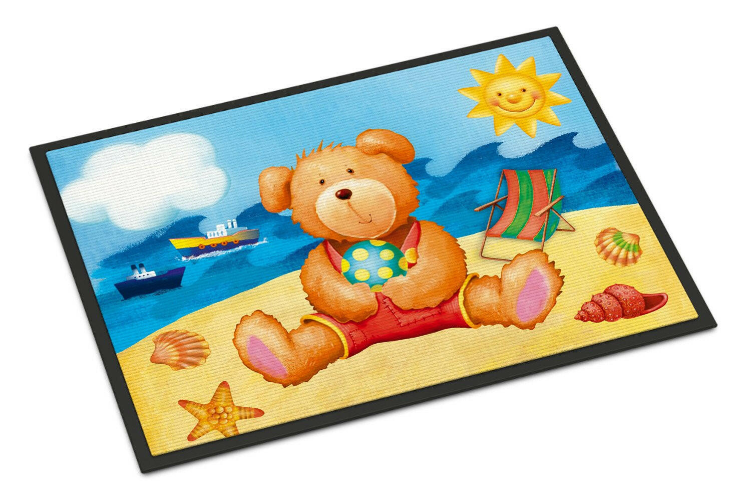Teddy Bear on the Beach Doormat Indoor Outdoor 24H X 36W Front Door Mat Rugs for Entryway, Non Slip Washable Low Pile,