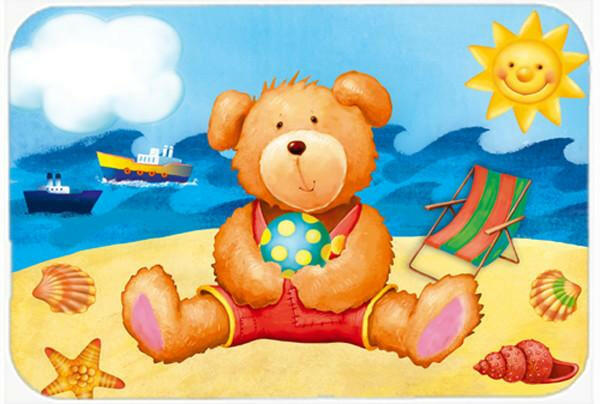 Teddy Bear on the Beach Cutting Board Tempered Glass Kitchen Cutting Surface, Heat Resistant Chopping, Non-Slip Feet, Food Prep & Serving
