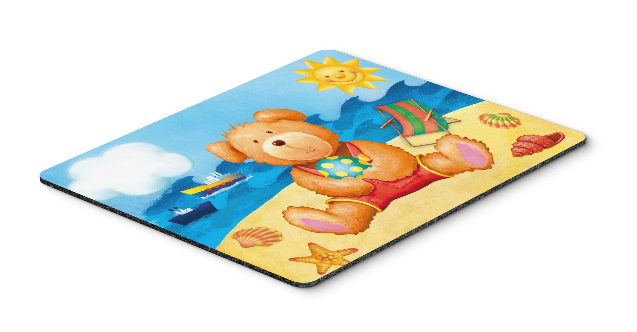 Teddy Bear on the Beach Mouse Pad, Heat Resistant Trivet Hot Pad , Non Slip Rubber Desk Mat, Kitchen Counter Protector, Home Office Decor Gift