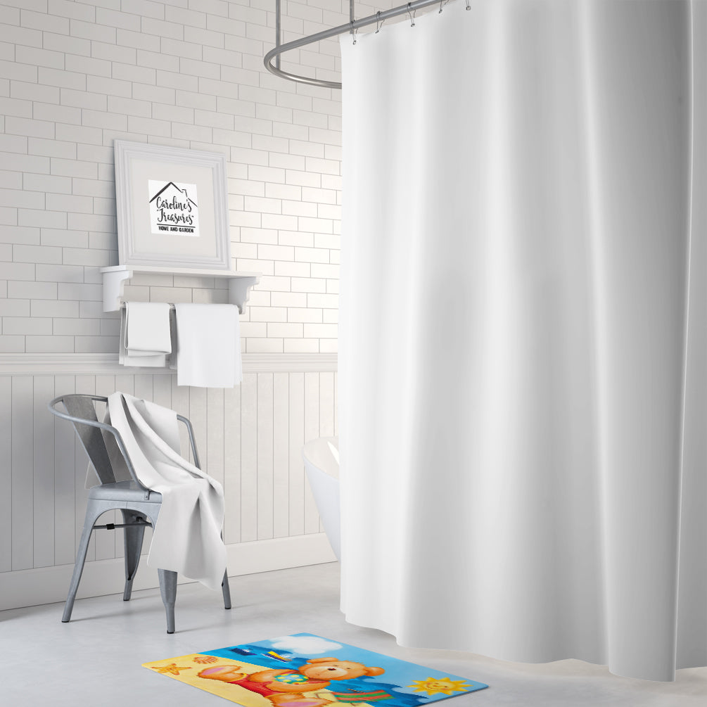 Teddy Bear on the Beach Memory Foam Kitchen Mat Machine Washable Anti-Fatigue Cushion Comfort Bath or Kitchen Rug