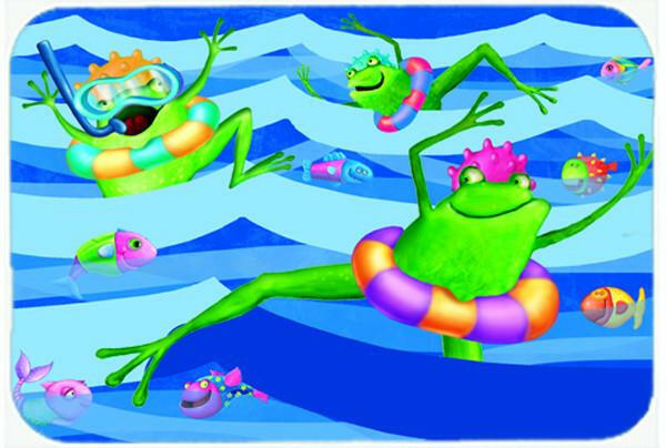 Frogs Swimming Cutting Board Tempered Glass Kitchen Cutting Surface, Heat Resistant Chopping, Non-Slip Feet, Food Prep & Serving