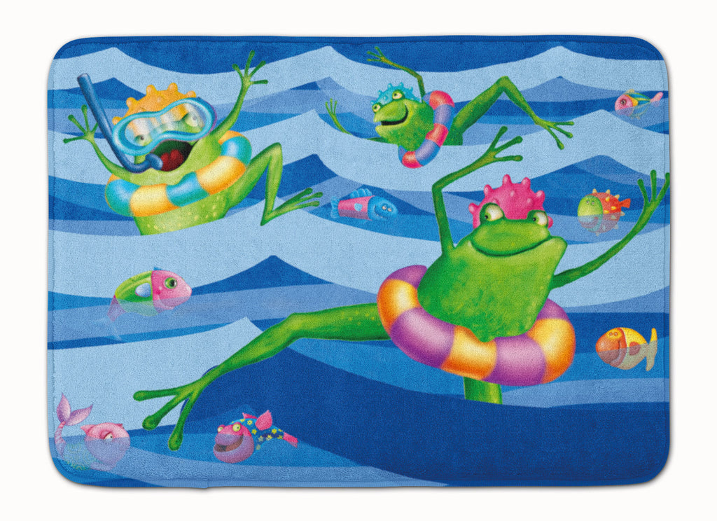Frogs Swimming Memory Foam Kitchen Mat Machine Washable Anti-Fatigue Cushion Comfort Bath or Kitchen Rug