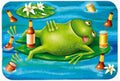 Frog Drinking Beer Cutting Board Tempered Glass Kitchen Cutting Surface, Heat Resistant Chopping, Non-Slip Feet, Food Prep & Serving