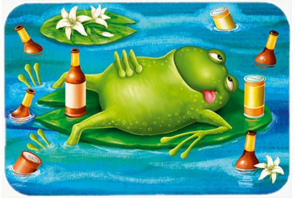 Frog Drinking Beer Cutting Board Tempered Glass Kitchen Cutting Surface, Heat Resistant Chopping, Non-Slip Feet, Food Prep & Serving