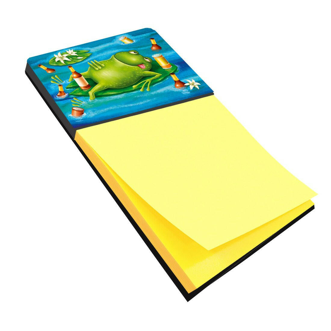 Frog Drinking Beer Watercolor Sticky Note Holder Refillable Dispenser Desk Accessory 3x3 Pad Gift