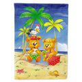 Teddy Bears Picnic on the Beach House Flag 28x40 Porch Sleeve Pole Decorative Outside Yard Banner Artwork Wall Hanging, Polyester