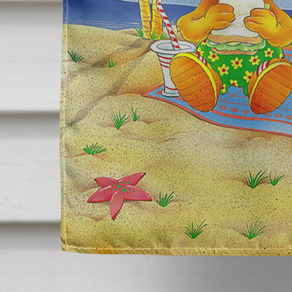Teddy Bears Picnic on the Beach House Flag 28x40 Porch Sleeve Pole Decorative Outside Yard Banner Artwork Wall Hanging, Polyester