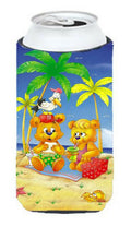 Teddy Bears Picnic on the Beach Tall Boy Hugger Can Cooler Sleeve Machine Washable Drink Collapsible Insulator Beverage Insulated Holder
