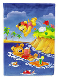 Teddy Bears Swimming and Diving House Flag 28x40 Porch Sleeve Pole Decorative Outside Yard Banner Artwork Wall Hanging, Polyester