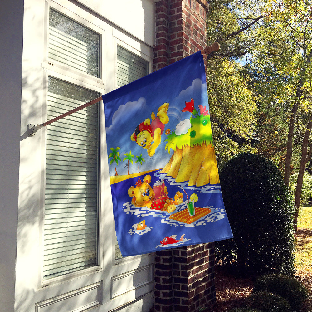 Teddy Bears Swimming and Diving House Flag 28x40 Porch Sleeve Pole Decorative Outside Yard Banner Artwork Wall Hanging, Polyester