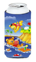 Teddy Bears Swimming and Diving Tall Boy Hugger Can Cooler Sleeve Machine Washable Drink Collapsible Insulator Beverage Insulated Holder