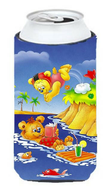 Teddy Bears Swimming and Diving Tall Boy Hugger Can Cooler Sleeve Machine Washable Drink Collapsible Insulator Beverage Insulated Holder