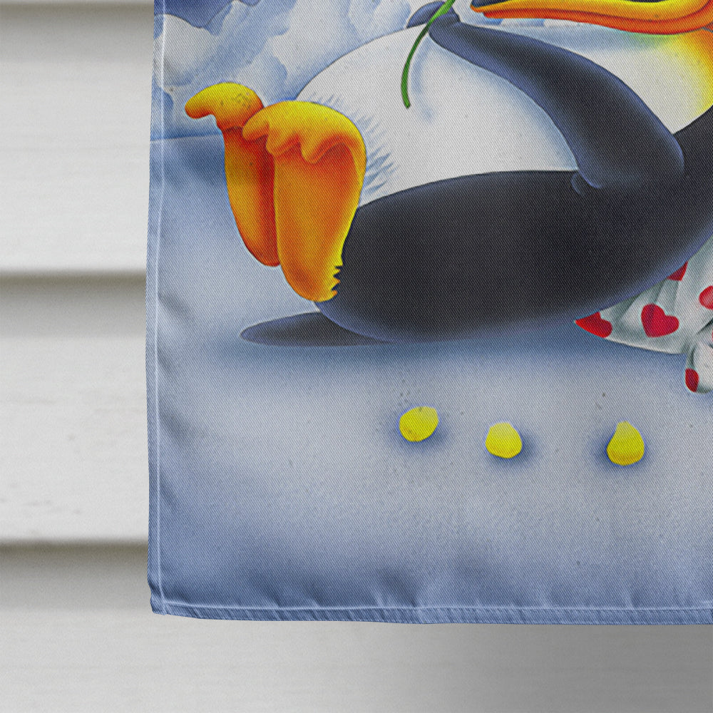Music under the Moon Penguins House Flag 28x40 Porch Sleeve Pole Decorative Outside Yard Banner Artwork Wall Hanging, Polyester