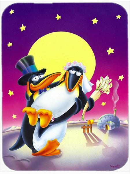 Just Married Wedding Penguins Mouse Pad, Heat Resistant Trivet Hot Pad , Non Slip Rubber Desk Mat, Kitchen Counter Protector, Home Office Decor Gift