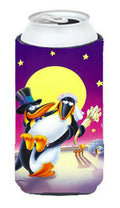 Just Married Wedding Penguins Tall Boy Hugger Can Cooler Sleeve Machine Washable Drink Collapsible Insulator Beverage Insulated Holder