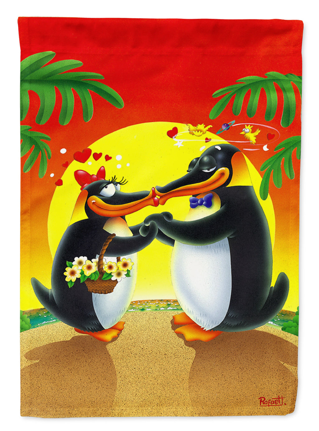 In Love Valentine's Day Penguins House Flag 28x40 Porch Sleeve Pole Decorative Outside Yard Banner Artwork Wall Hanging, Polyester