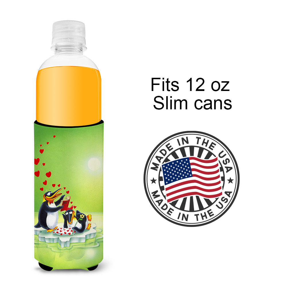 My Love Song Penguins Slim Can Hugger , Insulated Foam Hugger for 12 oz Slim Cans, Beer Bottles & Water Bottles, Printed in USA