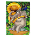 Elephant playing the Tuba House Flag 28x40 Porch Sleeve Pole Decorative Outside Yard Banner Artwork Wall Hanging, Polyester