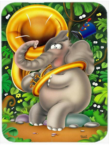 Elephant playing the Tuba Cutting Board Tempered Glass Kitchen Cutting Surface, Heat Resistant Chopping, Non-Slip Feet, Food Prep & Serving
