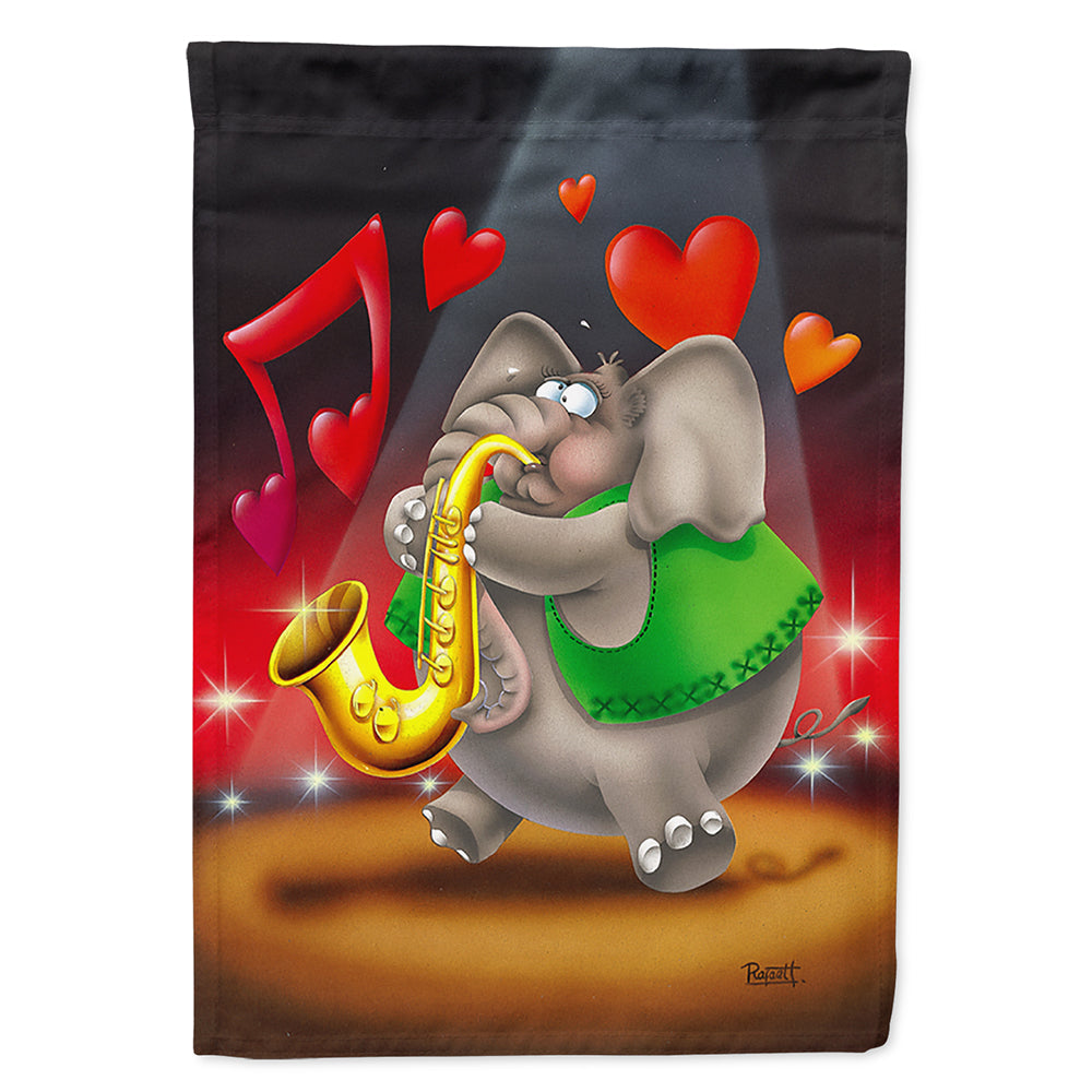 Elephant playing the Saxaphone House Flag 28x40 Porch Sleeve Pole Decorative Outside Yard Banner Artwork Wall Hanging, Polyester