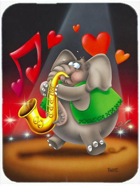 Elephant playing the Saxaphone Cutting Board Tempered Glass Kitchen Cutting Surface, Heat Resistant Chopping, Non-Slip Feet, Food Prep & Serving