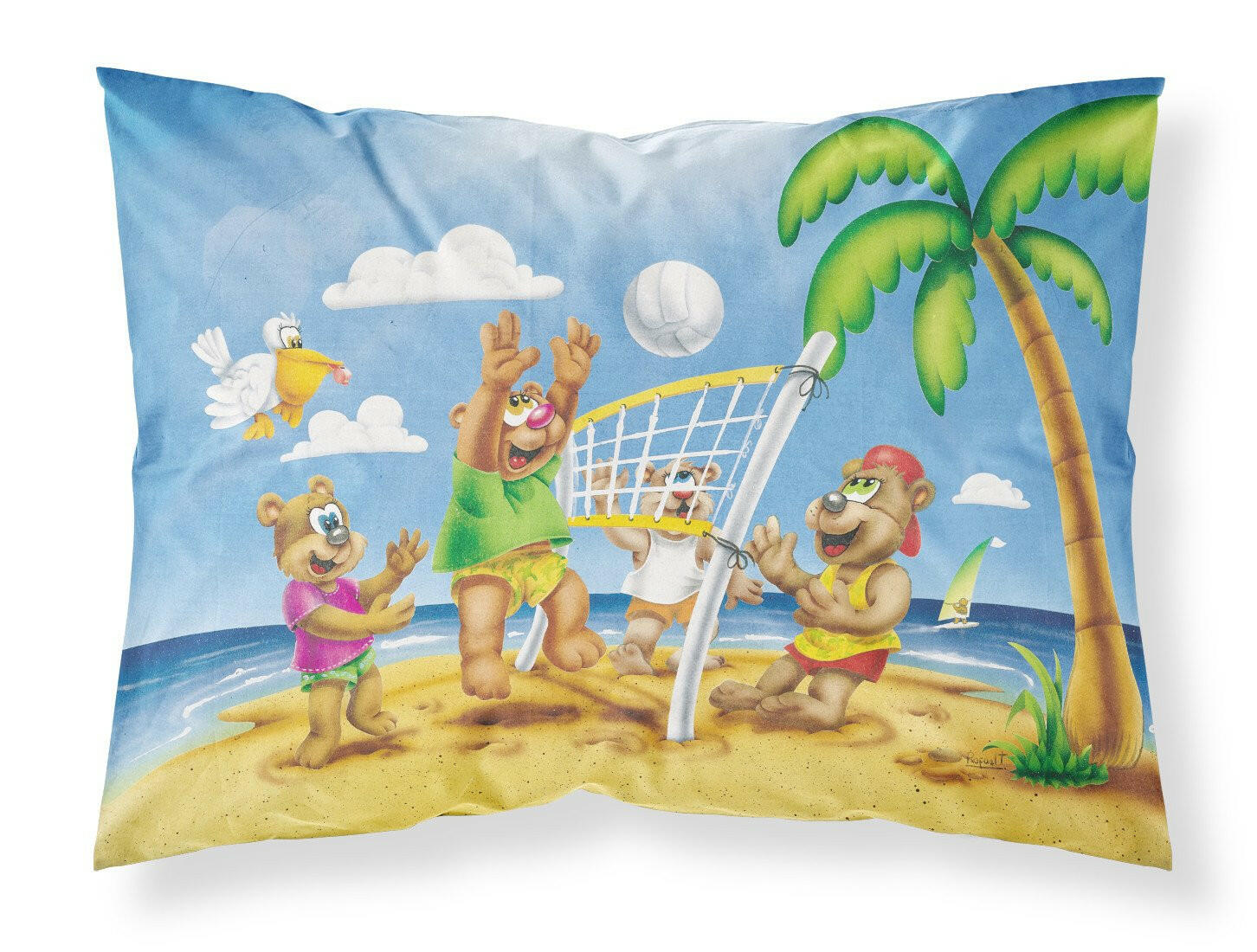 Bears Playing Volleyball Standard Pillowcase Lightweight Super Soft Easy Care Decorative Artwork Pillowcase, Standard