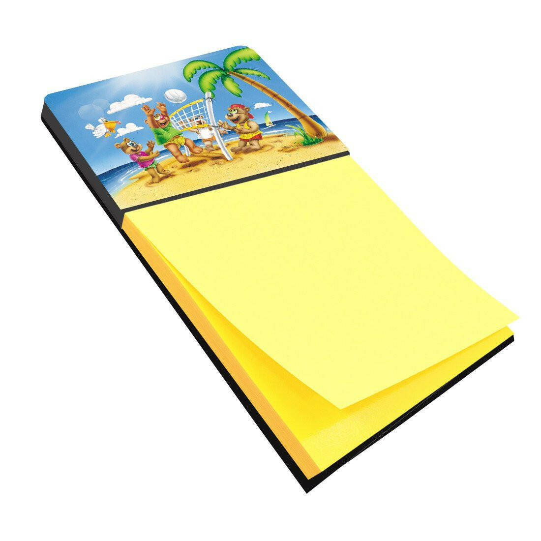 Bears Playing Volleyball Watercolor Sticky Note Holder Refillable Dispenser Desk Accessory 3x3 Pad Gift