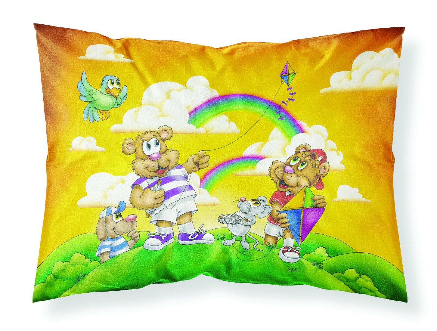 Bears Flying a Kite Standard Pillowcase Lightweight Super Soft Easy Care Decorative Artwork Pillowcase, Standard