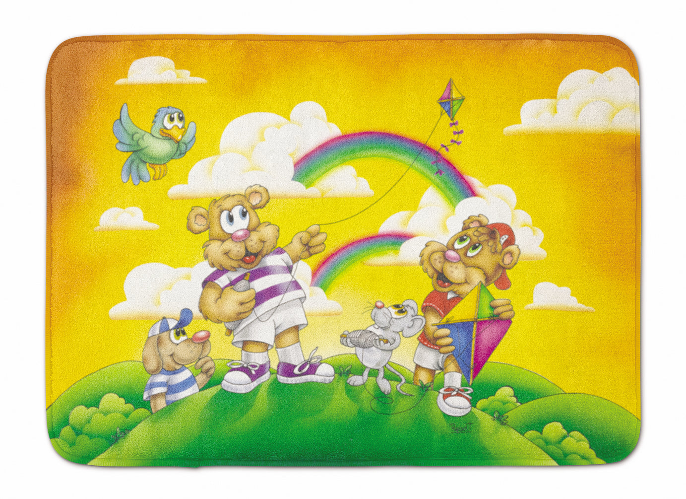 Bears Flying a Kite Memory Foam Kitchen Mat Machine Washable Anti-Fatigue Cushion Comfort Bath or Kitchen Rug
