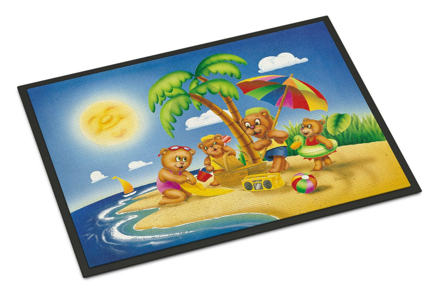 Bears Playing at the Beach Doormat Indoor Outdoor 24H X 36W Front Door Mat Rugs for Entryway, Non Slip Washable Low Pile,