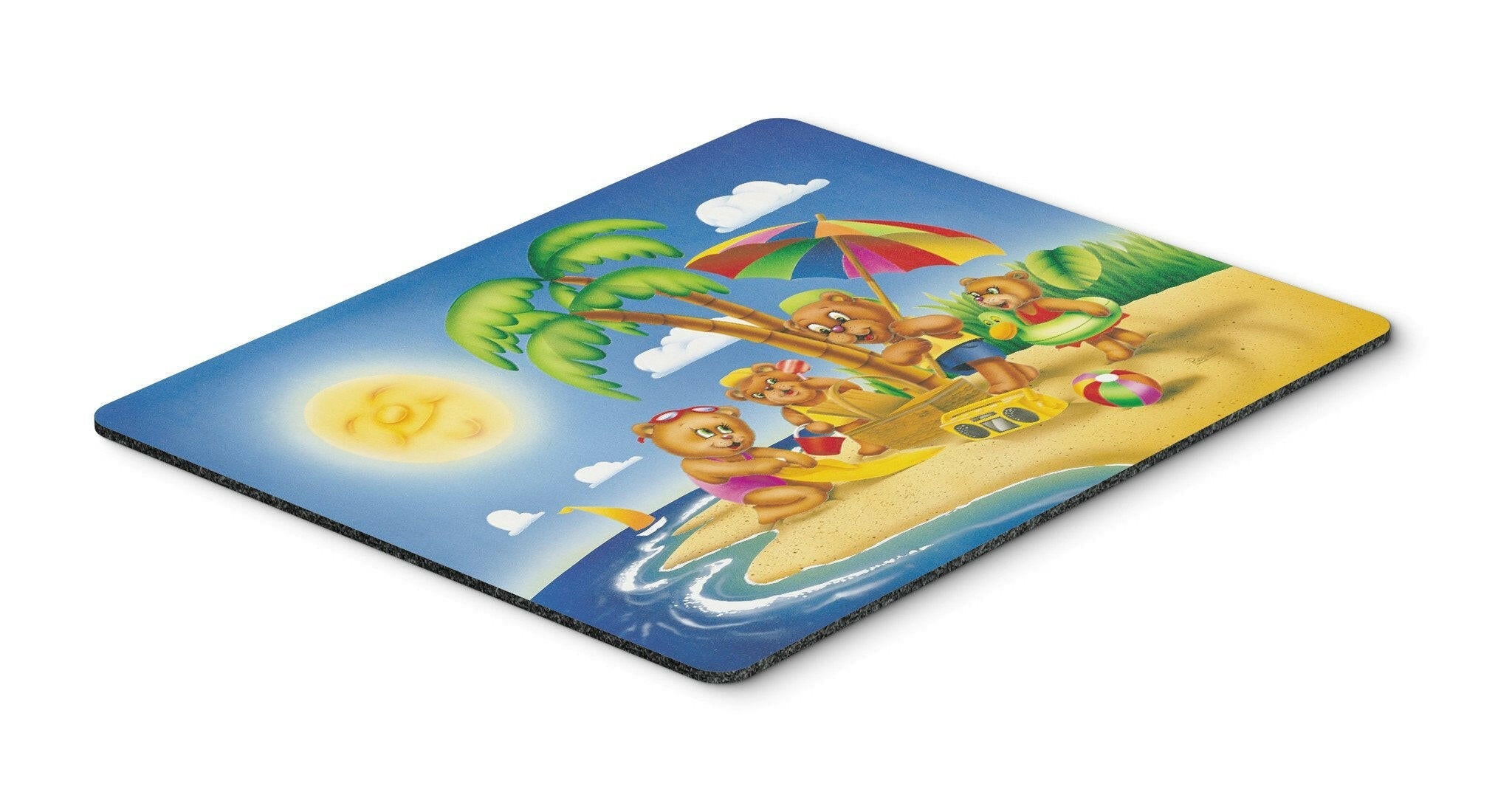 Bears Playing at the Beach Mouse Pad, Heat Resistant Trivet Hot Pad , Non Slip Rubber Desk Mat, Kitchen Counter Protector, Home Office Decor Gift