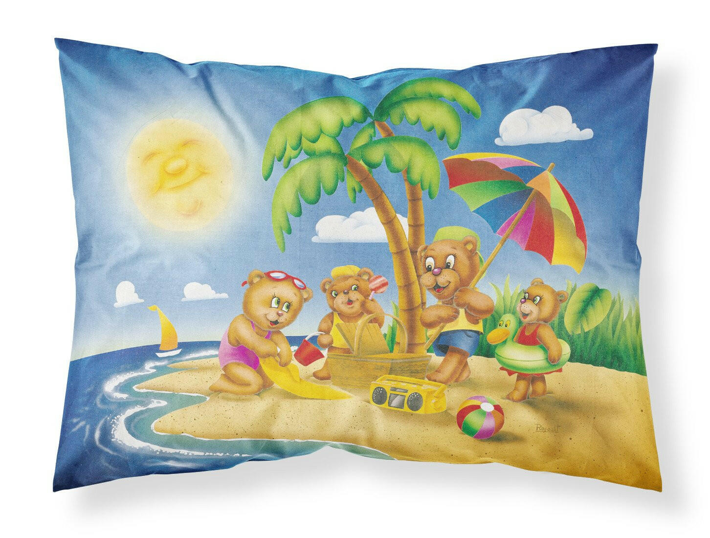 Bears Playing at the Beach Standard Pillowcase Lightweight Super Soft Easy Care Decorative Artwork Pillowcase, Standard