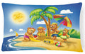 Bears Playing at the Beach Decorative Throw Pillow 12x16 Indoor Outdoor Accent Cushion, Fabric Cover with Insert for Sofa, Bed, Porch & Living Room
