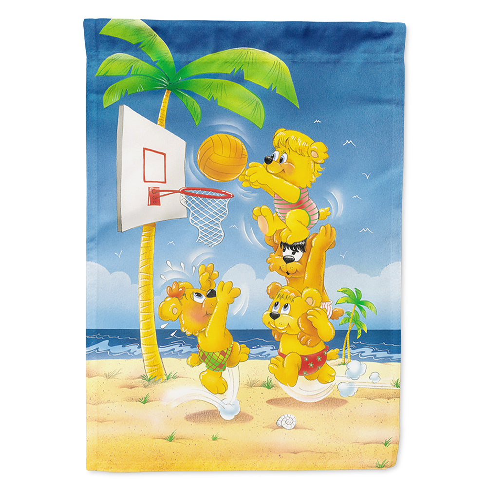 Bears playing Basketball House Flag 28x40 Porch Sleeve Pole Decorative Outside Yard Banner Artwork Wall Hanging, Polyester
