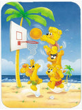 Bears playing Basketball Cutting Board Tempered Glass Kitchen Cutting Surface, Heat Resistant Chopping, Non-Slip Feet, Food Prep & Serving