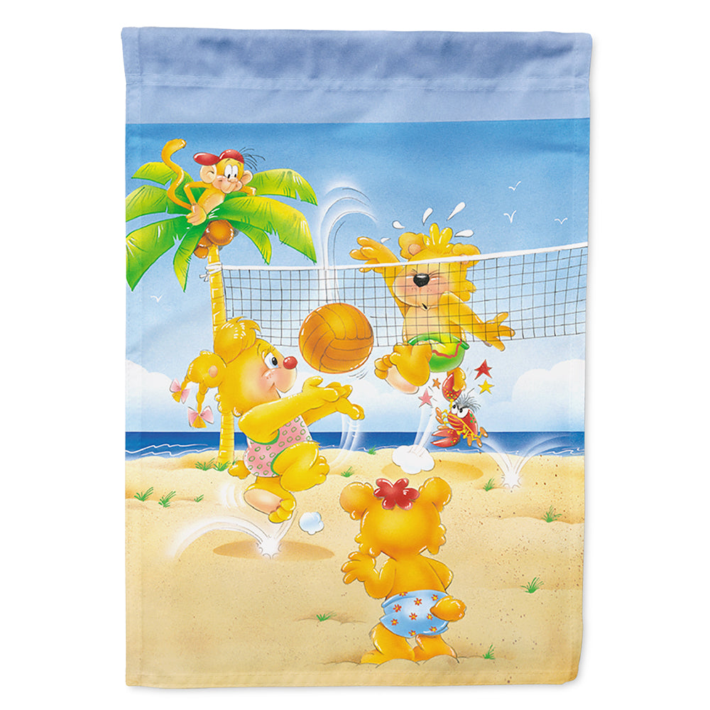 Bears playing Volleyball House Flag 28x40 Porch Sleeve Pole Decorative Outside Yard Banner Artwork Wall Hanging, Polyester